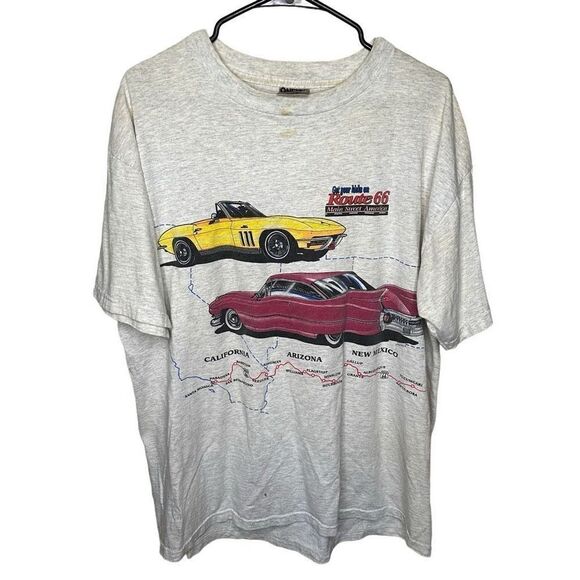 VTG 90’s Route 66 Main Street Muscle Cars America Graphic Shirt Size XL - Picture 1 of 4